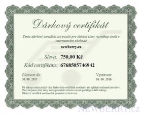Elektronick drkov poukaz NewBerry.cz na nkup zbo v hodnot 750 K